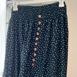 High waisted cinched polka dot skirt